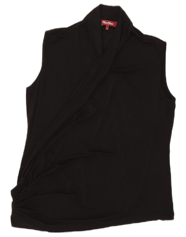 Max Mara Damen ärmelloses Blusenoberteil UK 20 2XL Schwarze Viskose