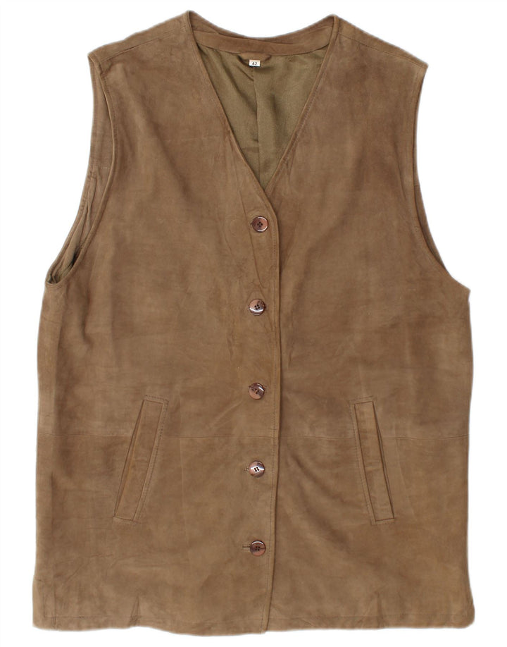 Vintage Damen Wildlederweste EU 42 Großes braunes Leder