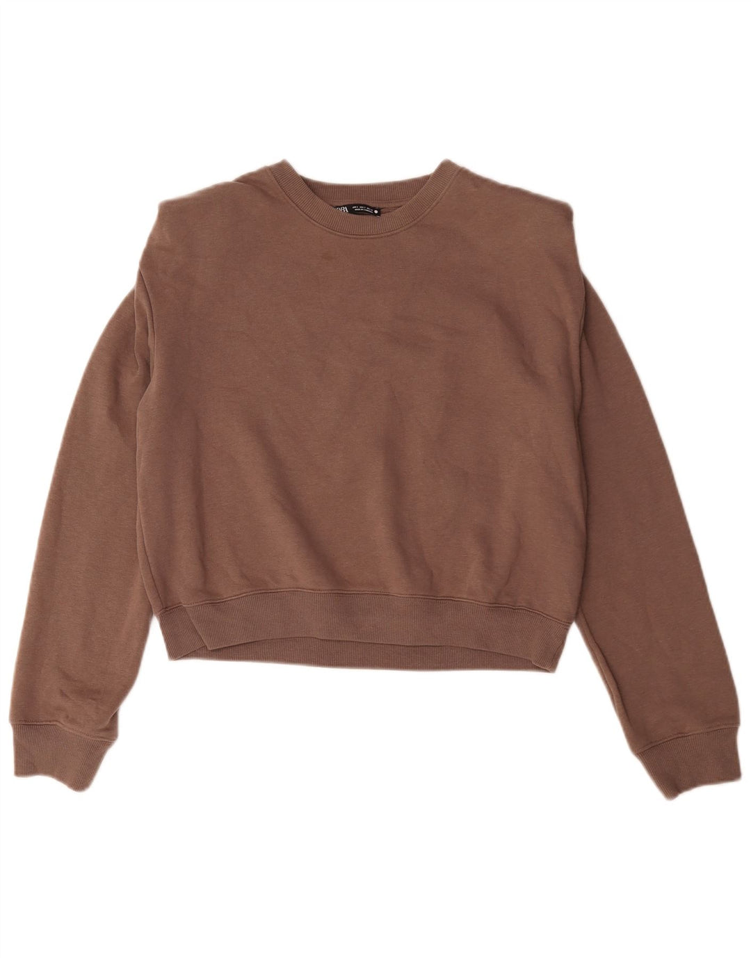 Zara Damen-Sweatshirt in Übergröße, Größe S, Braun, Baumwolle, UK 10