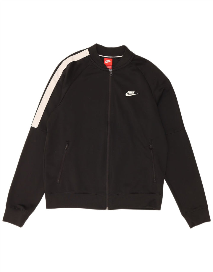 Nike Herren-Trainingsanzug-Top-Jacke aus mittelschwarzem Colourblock-Polyester