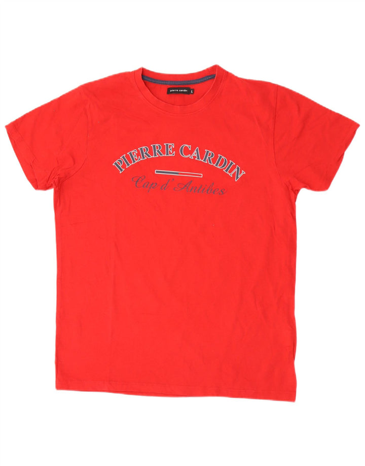 Pierre Cardin Herren-T-Shirt mit Grafik, groß, aus roter Baumwolle