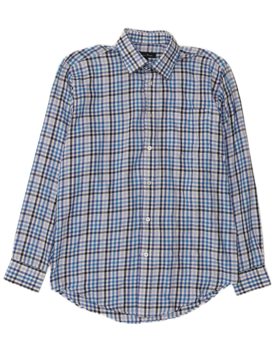 James Pringle Herren-Flanellhemd, klein, blau kariert, Polyester