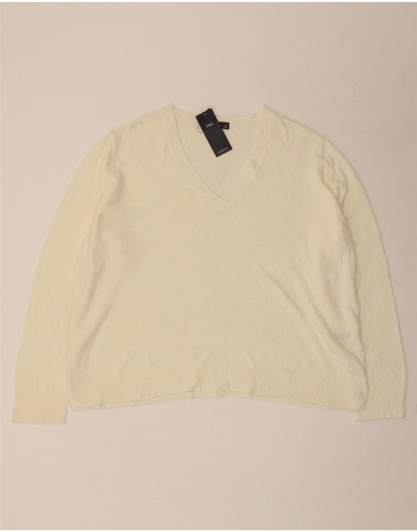 Marks & Spencer Damen-Pullover mit V-Ausschnitt, UK 20 2XL, Off-White-Acryl