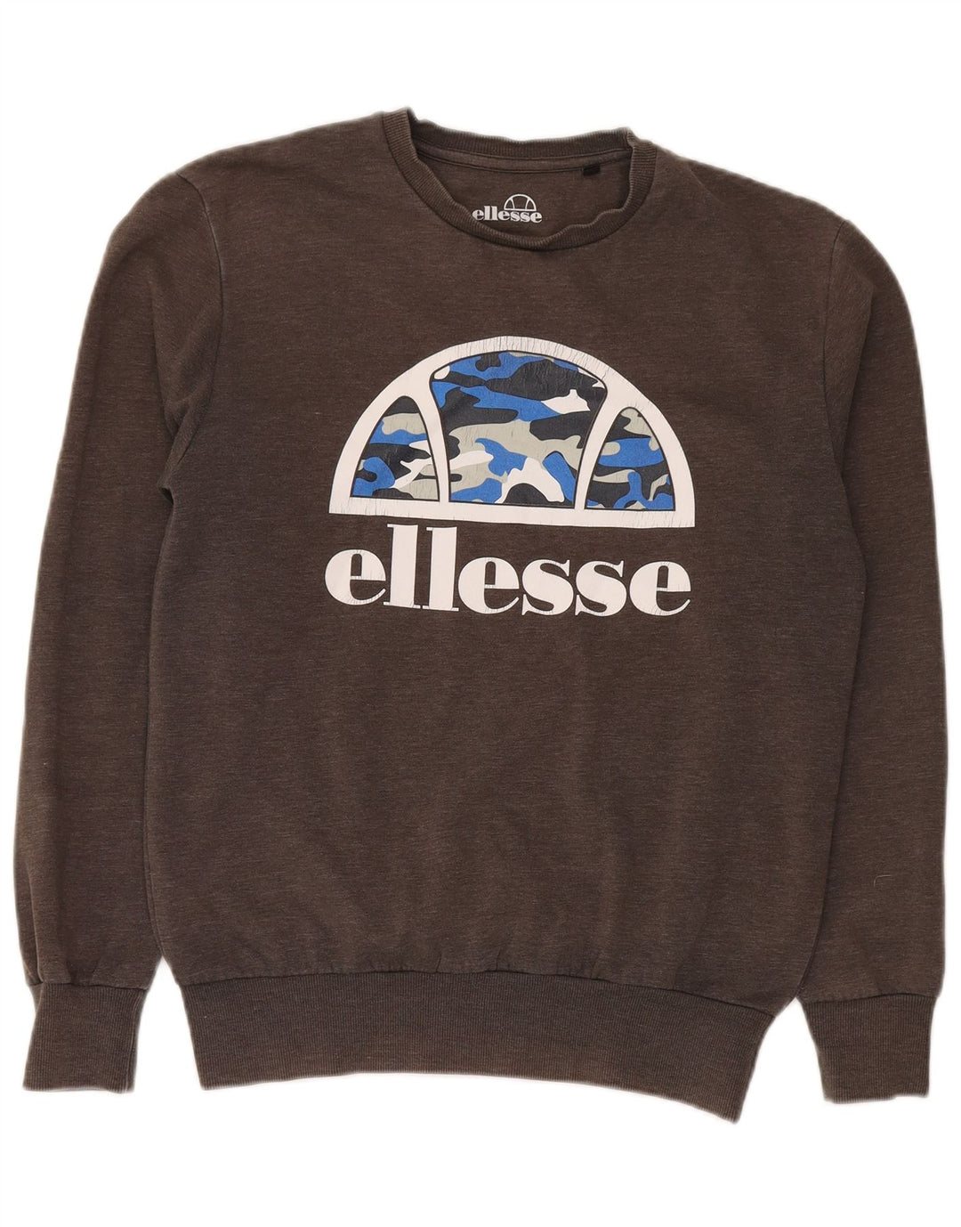 Ellesse Herren-Sweatshirt mit Grafik, mittelgraue Baumwolle