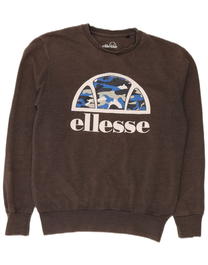 Ellesse Herren-Sweatshirt mit Grafik, mittelgraue Baumwolle