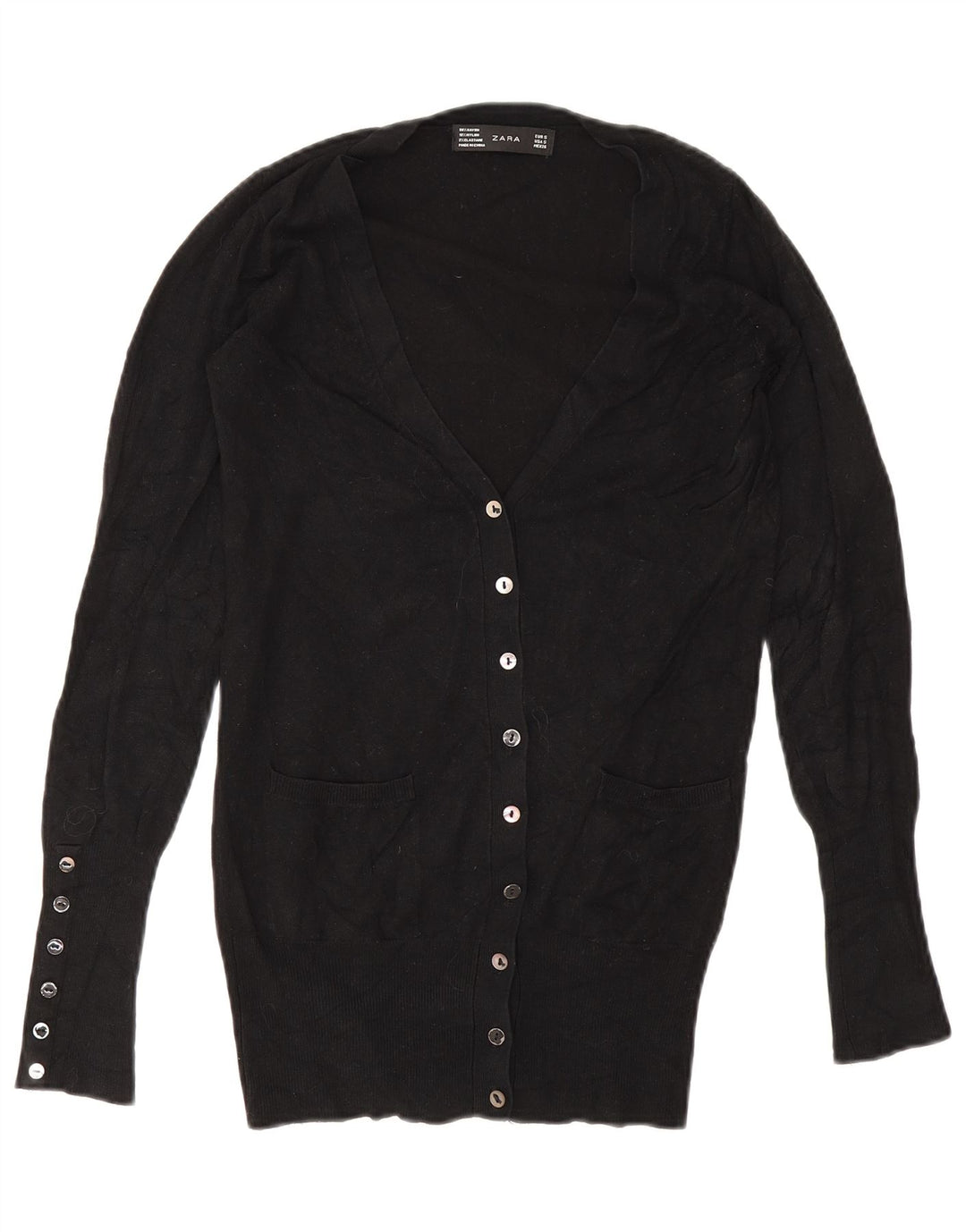 Zara Damen-Cardigan-Pullover UK 10 Small Schwarz Rayon
