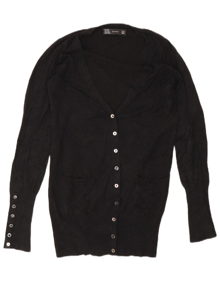 Zara Damen-Cardigan-Pullover UK 10 Small Schwarz Rayon