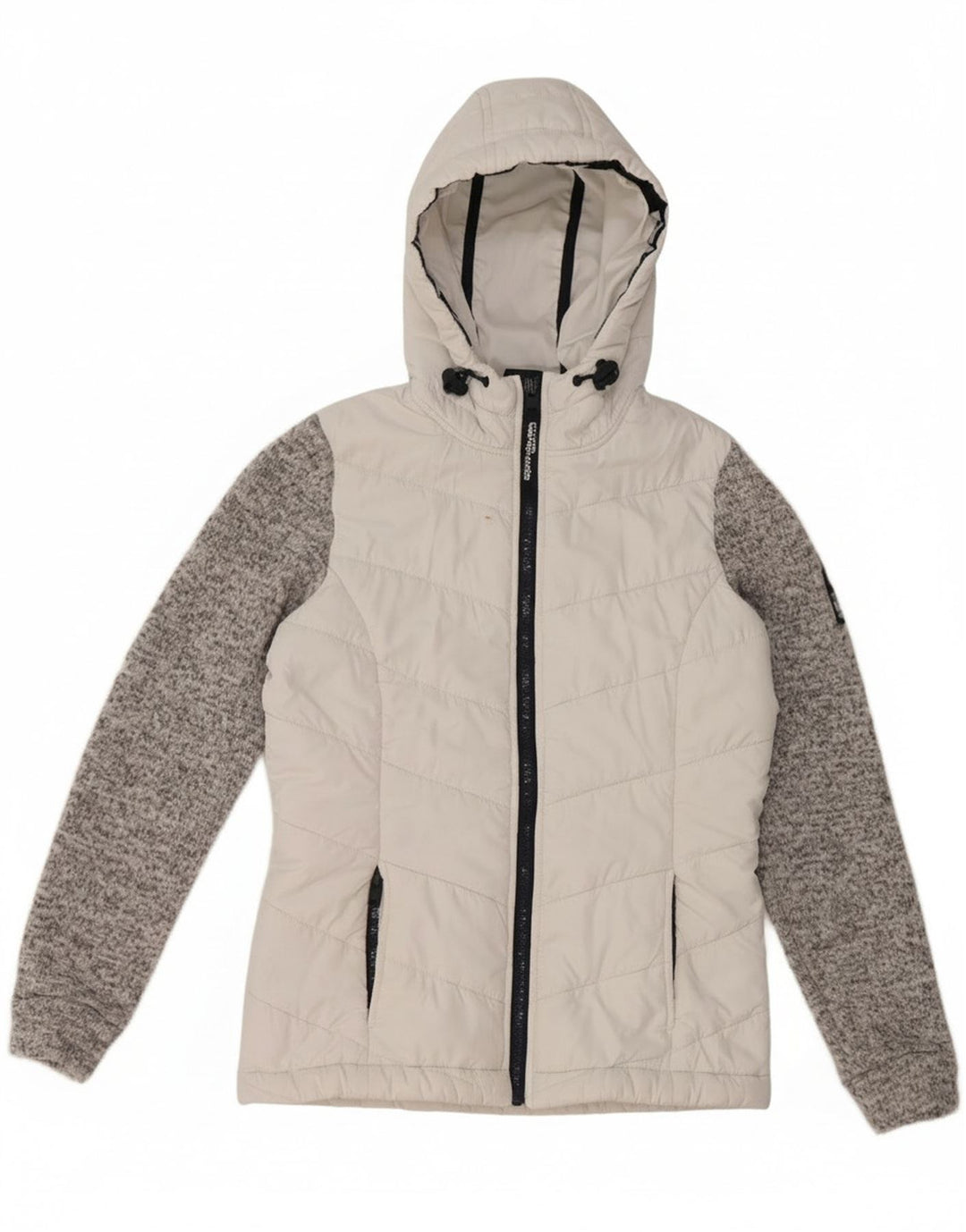 Superdry Wattierte Damenjacke mit Kapuze, UK 8, Größe S, Weiß, Farbblock
