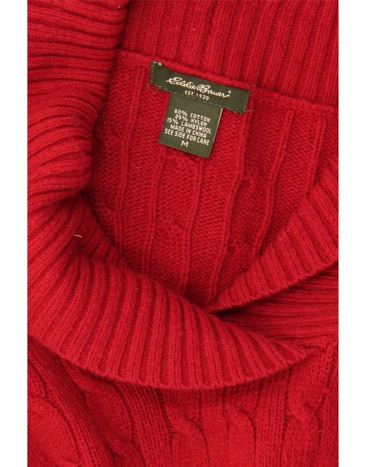 EDDIE BAUER Womens Shawl Neck Jumper Sweater UK 14 Medium Red Classic Vintage Eddie Bauer and Second-Hand Eddie Bauer from Messina Hembry 