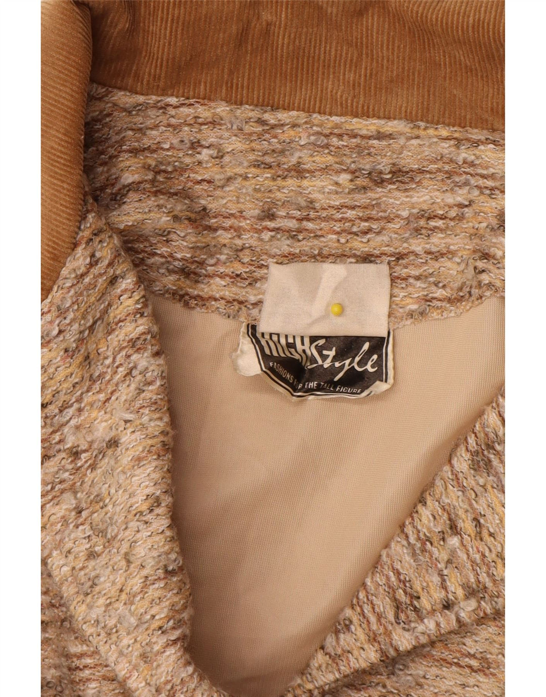 Vintage Damen 4-Knopf-Blazerjacke UK 14 Groß Beige meliert