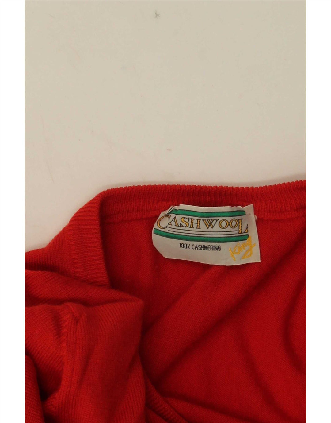 Vintage Herren Pullover mit V-Ausschnitt IT 50 Mittelroter Kaschmir