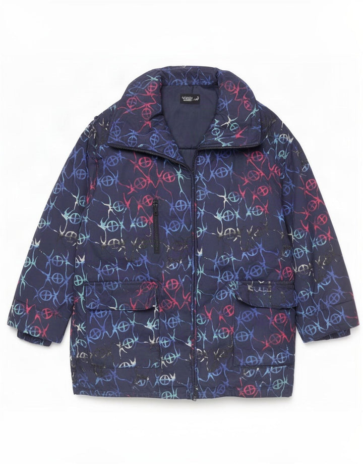 FUCHS & SCHMITT Wattierte Damenjacke mit Kapuze, UK 16, groß, marineblau, geometrisch