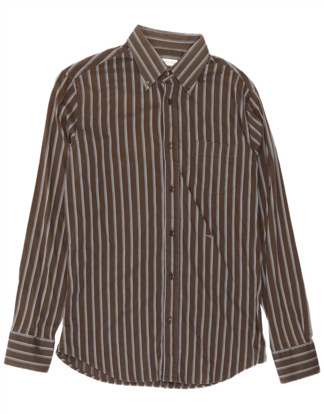 Trussardi Herrenhemd, groß, braun, gestreift, Baumwolle