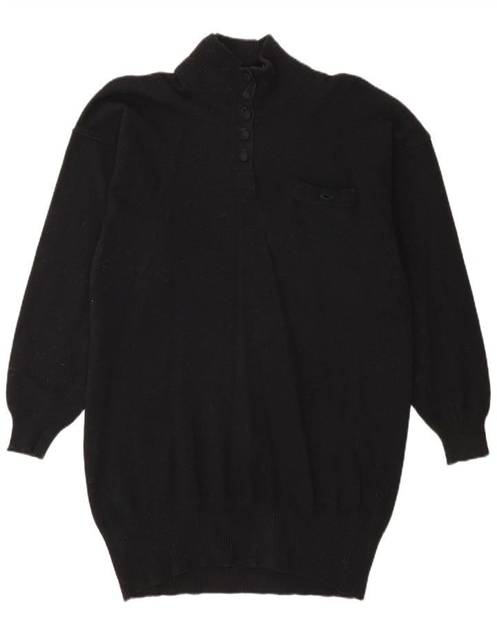 Jaeger Damen-Pullover mit Knopfkragen, EU 38, mittelschwarze Lammwolle