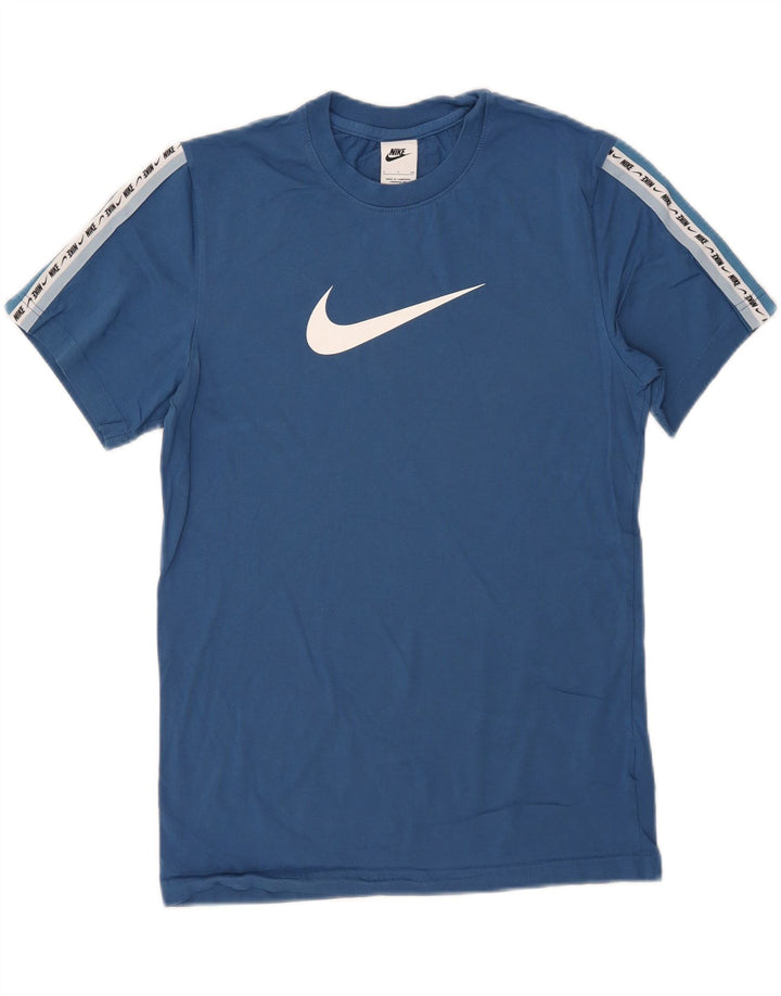 Nike Herren-T-Shirt mit Grafik, Größe S, Blau, Colourblock-Baumwolle