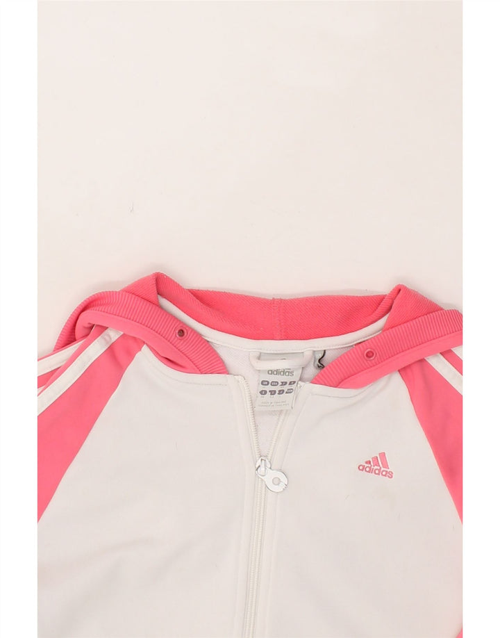ADIDAS Womens Zip Hoodie Sweater UK 12 Medium  White Colourblock Polyester Vintage Adidas and Second-Hand Adidas from Messina Hembry 