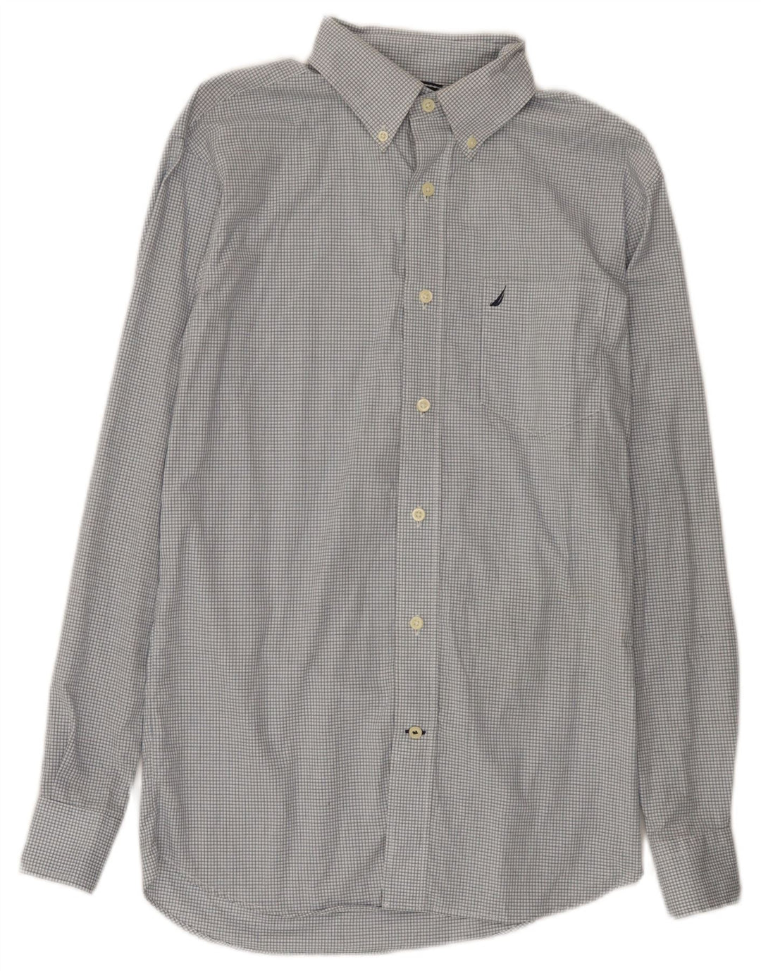 Nautica Herrenhemd aus mittelblauer Gingham-Baumwolle