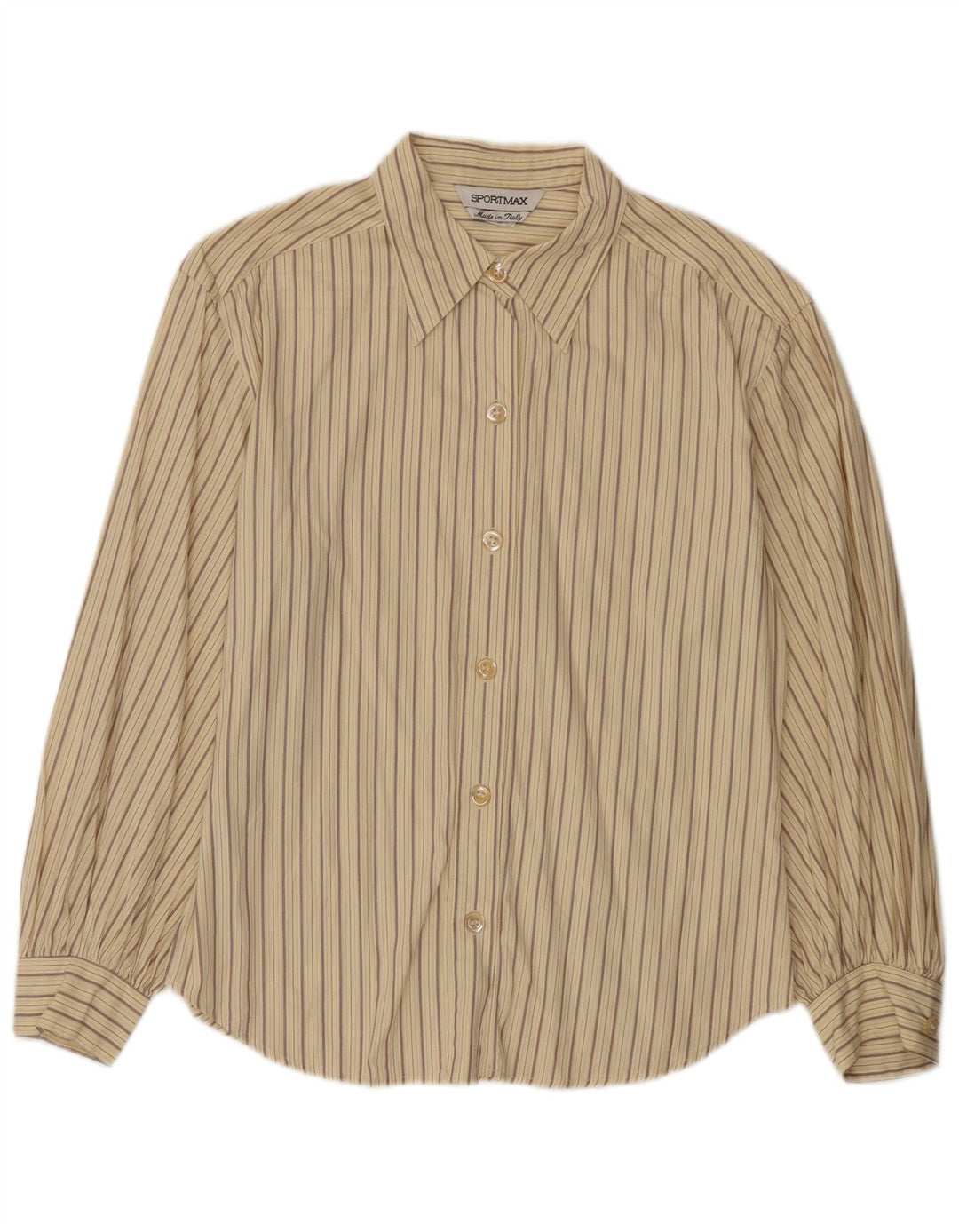 Sportmax Damen-Hemd UK 12 Mittelbeige gestreift