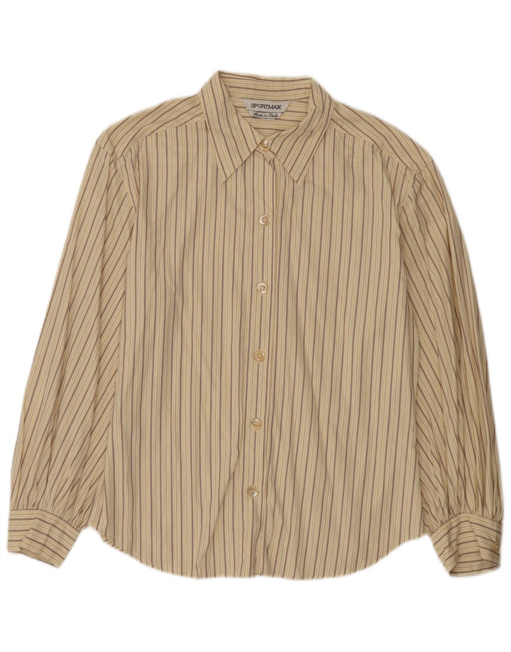 Sportmax Damen-Hemd UK 12 Mittelbeige gestreift