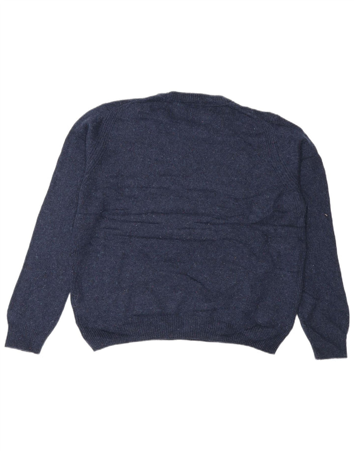 Marks & Spencer Damen-Pullover mit Rundhalsausschnitt, UK 12, mittelmarineblaue Wolle