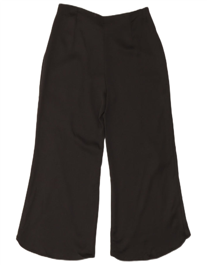 Zara Damen-Hose mit weitem Bein, kurz geschnitten, Größe S, W28, L23, Schwarz, Polyester