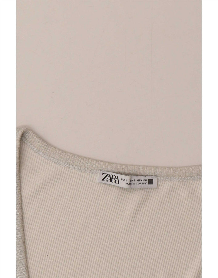 Zara Damen Weste Top UK 8 Small Silber