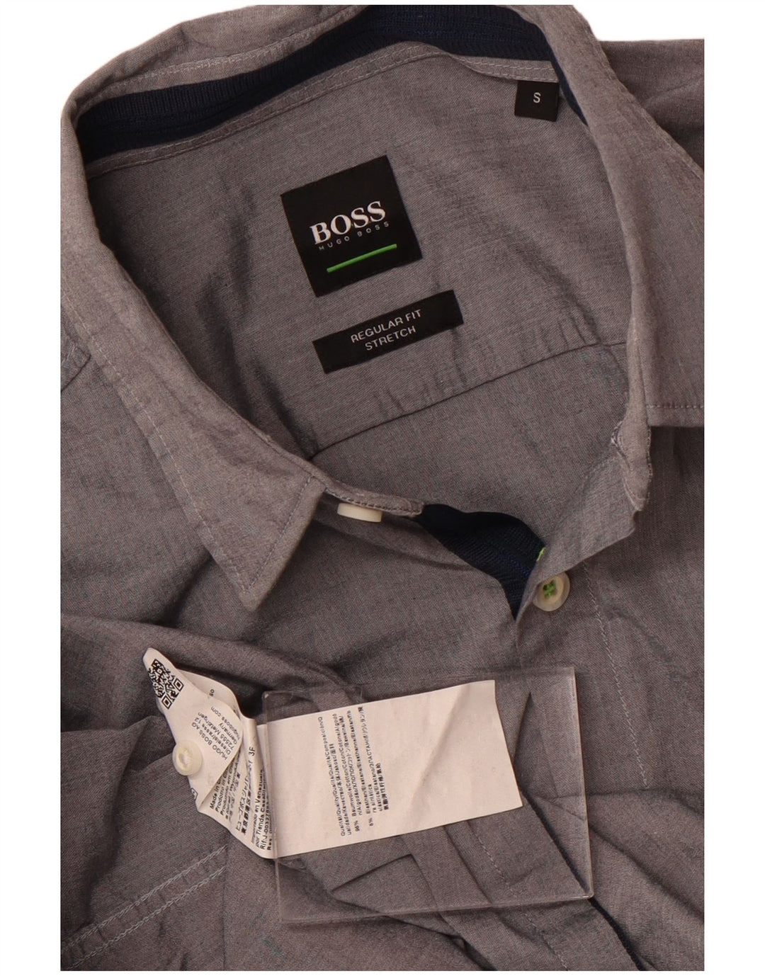 Hugo Boss Herren-Hemd mit normaler Passform, kleine graue Baumwolle