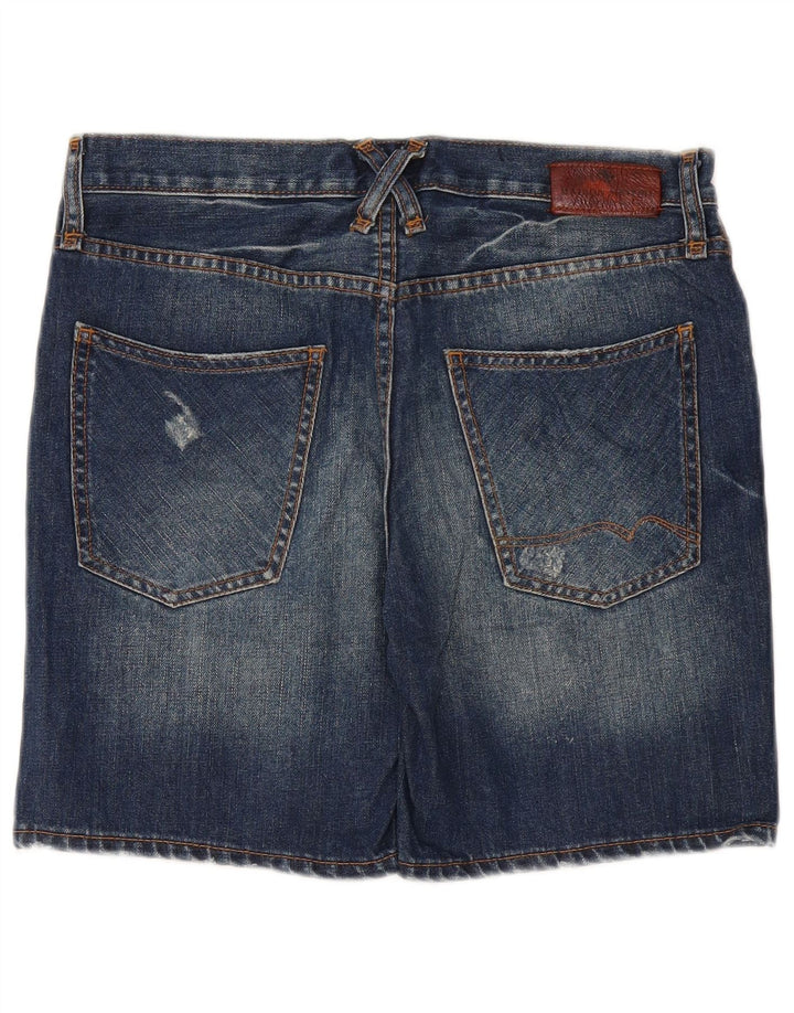 Maison Scotch Damen Distressed Denim Shorts W32 Mittelblau