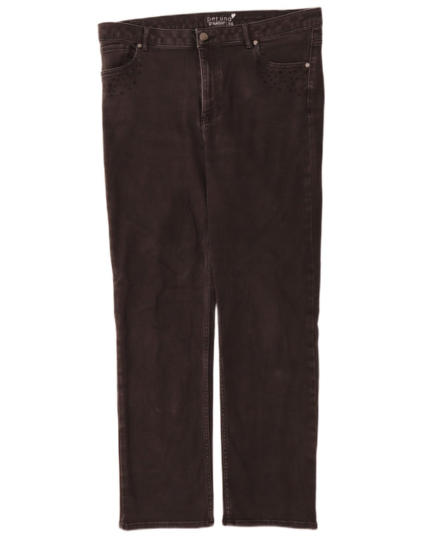 Marks & Spencer Damen Per Una Straight Jeans UK 16 Large W34 L30 Schwarz