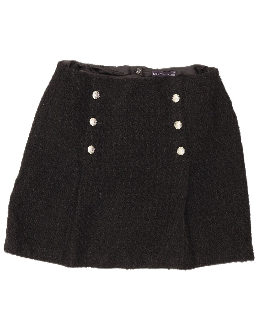 Marks & Spencer Damen Minirock UK 14 Medium W32 Schwarz Acryl