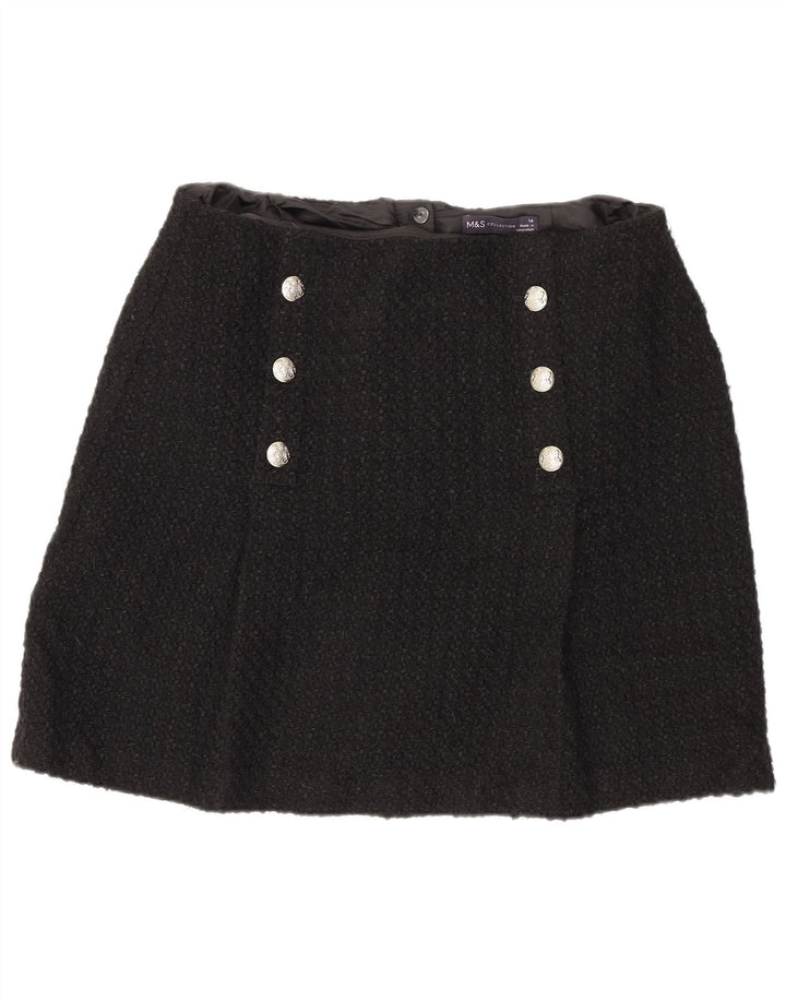 Marks & Spencer Damen Minirock UK 14 Medium W32 Schwarz Acryl