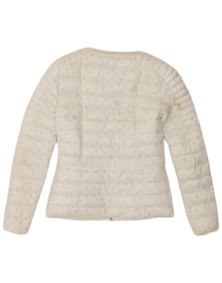 Guess Damen Wattierte Jacke UK 6 XS Weiß gepunktetes Polyester