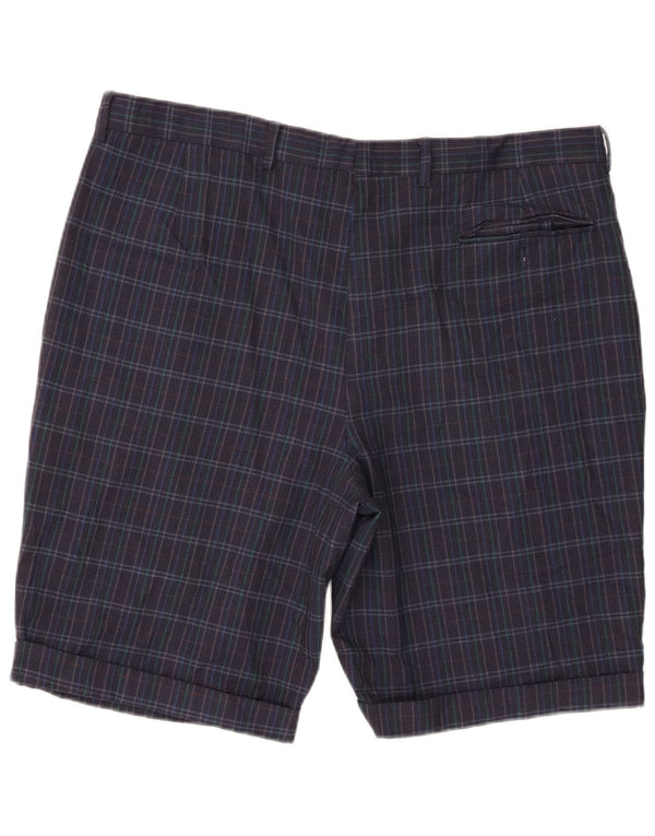 Vintage Herren Chino-Shorts mit Pegged, W38, XL, marineblau, kariert, Schurwolle