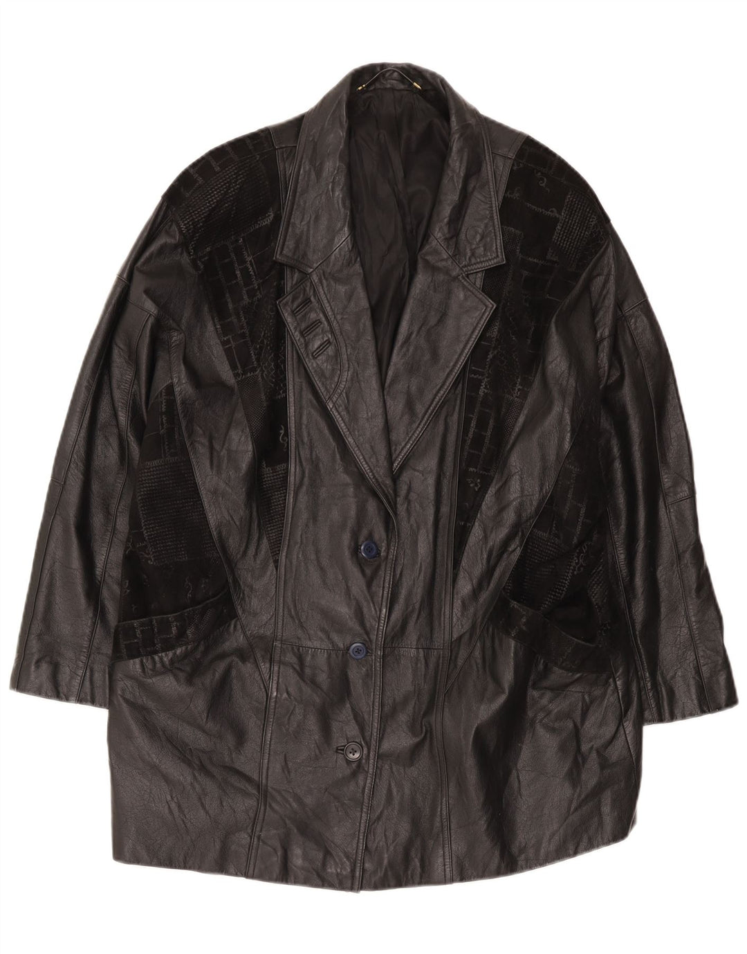 Canda Herren Übergroßer Ledermantel UK 18 XL Schwarz