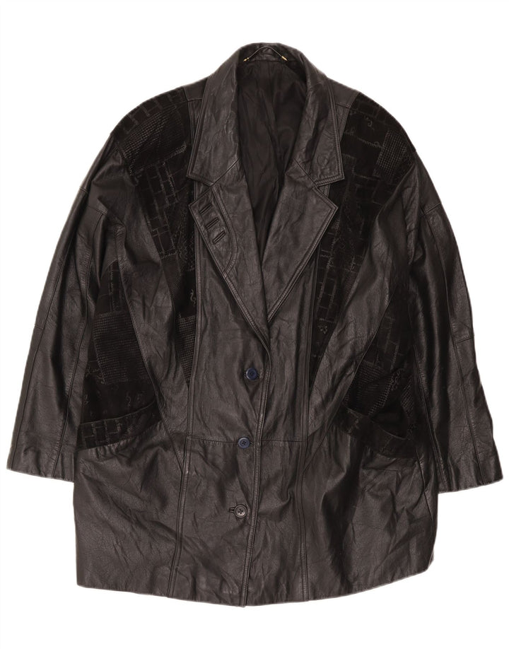 Canda Herren Übergroßer Ledermantel UK 18 XL Schwarz