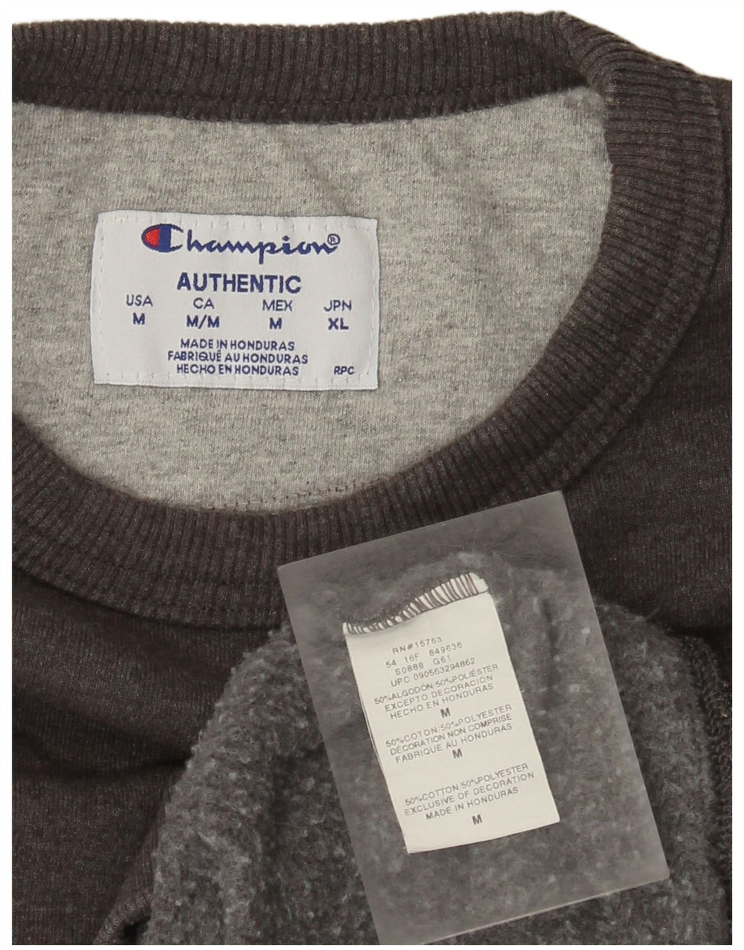 Champion Herren-Sweatshirt-Pullover aus mittelgrau gefleckter Baumwolle