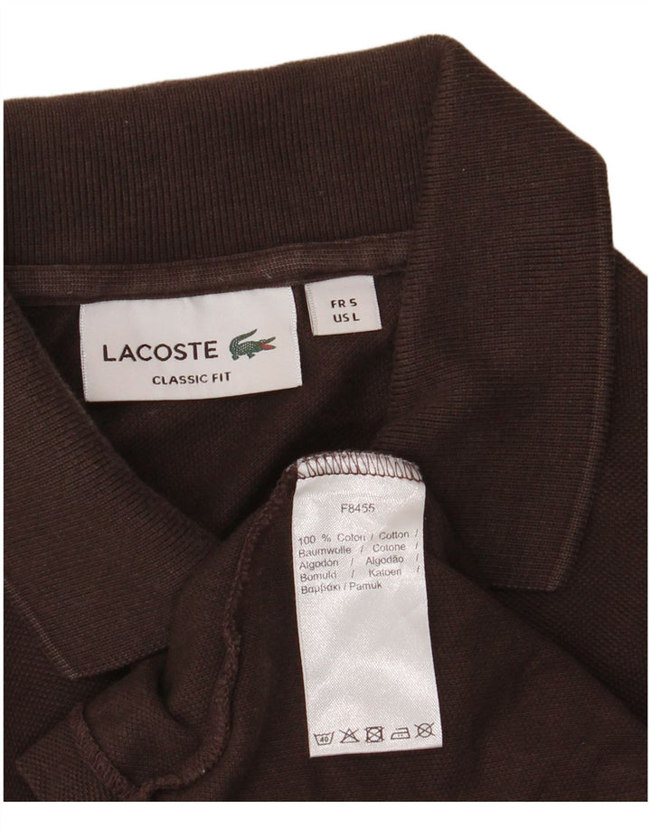 LACOSTE Herren-Poloshirt mit klassischer Passform, langärmelig, Größe 5, groß, braune Baumwolle