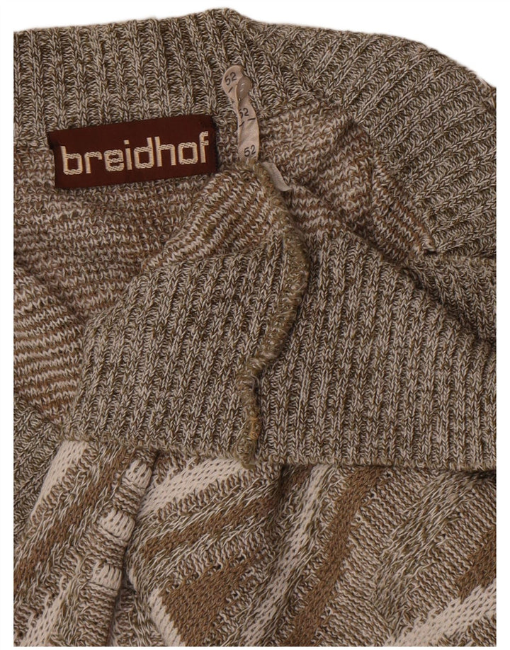 Breidhof Herren Strickjacke IT 52 Large Grau Geometrisch