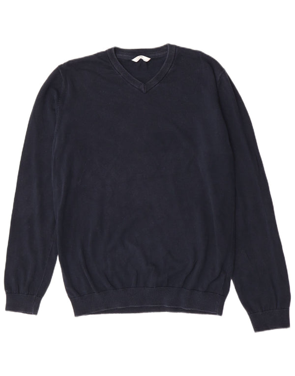Marks & Spencer Jungen-Pullover mit V-Ausschnitt, 15–16 Jahre, marineblaue Baumwolle