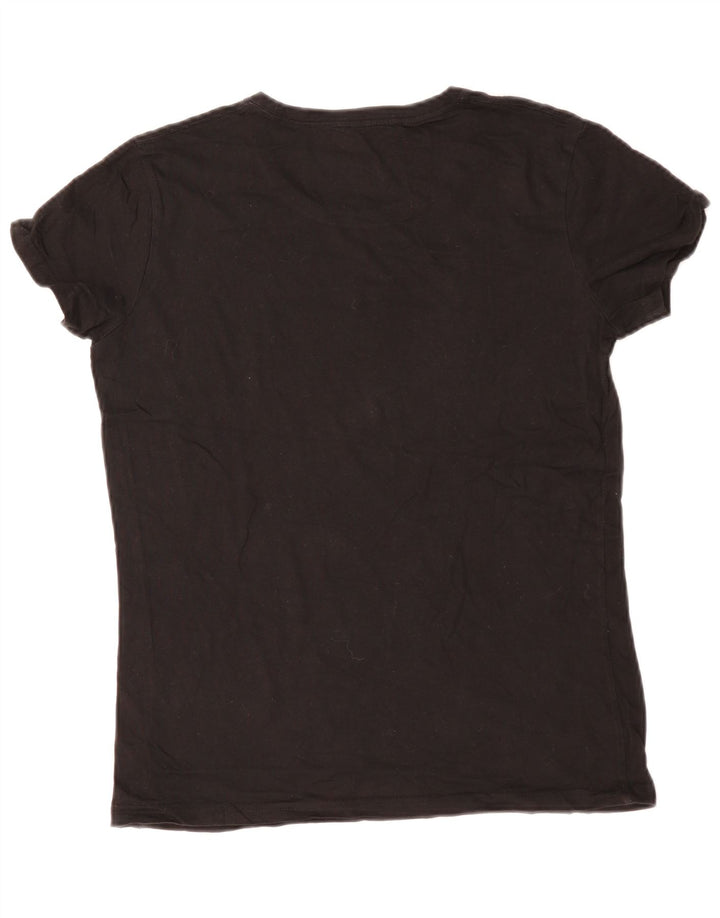 CONVERSE Damen Grafik T-Shirt Top UK 14 Mittelschwarze Baumwolle