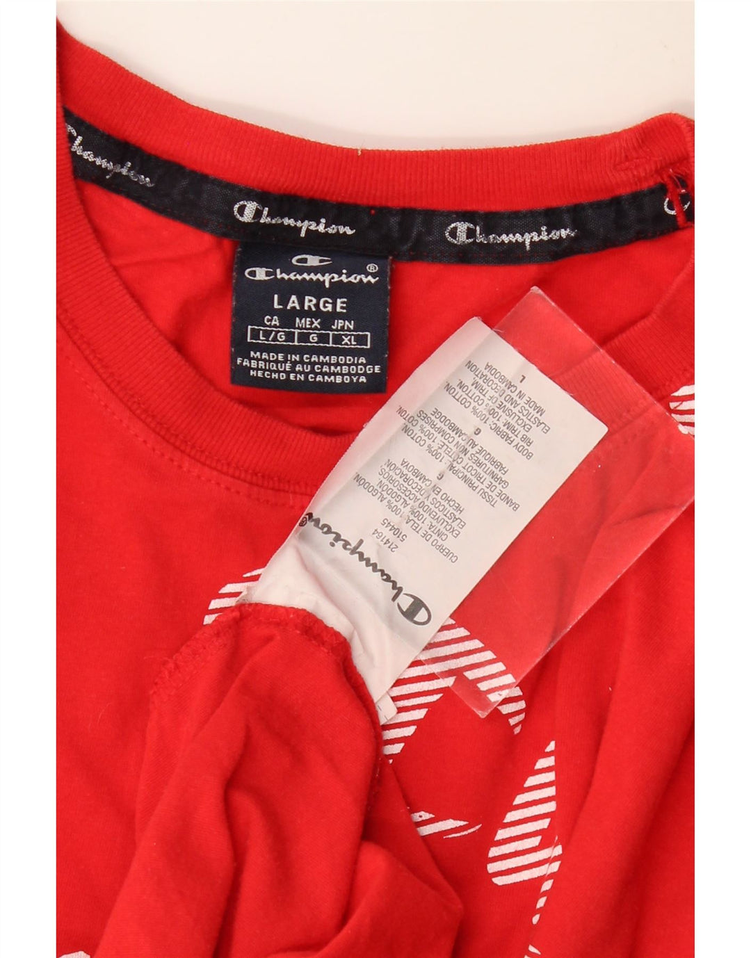 CHAMPION Herren-T-Shirt mit Grafik, Größe L, aus roter Baumwolle