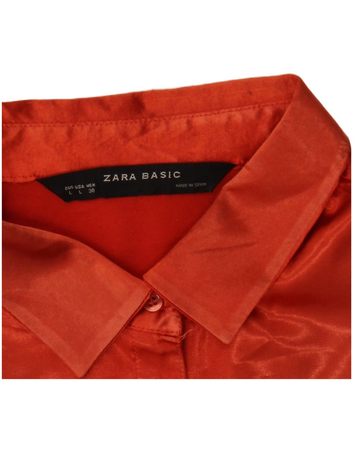 Zara Damen Pullover-Hemd UK 14 Large Orange