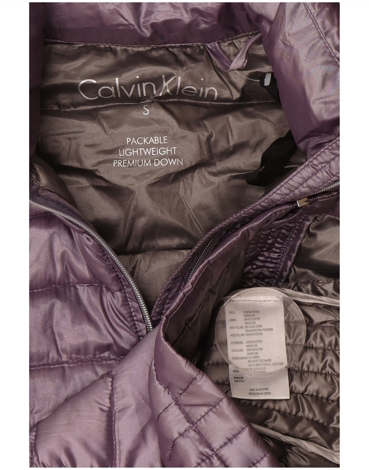 Calvin Klein Damen-Jacke mit Kapuze, gepolstert, UK 10, Größe S, Lila, Polyester