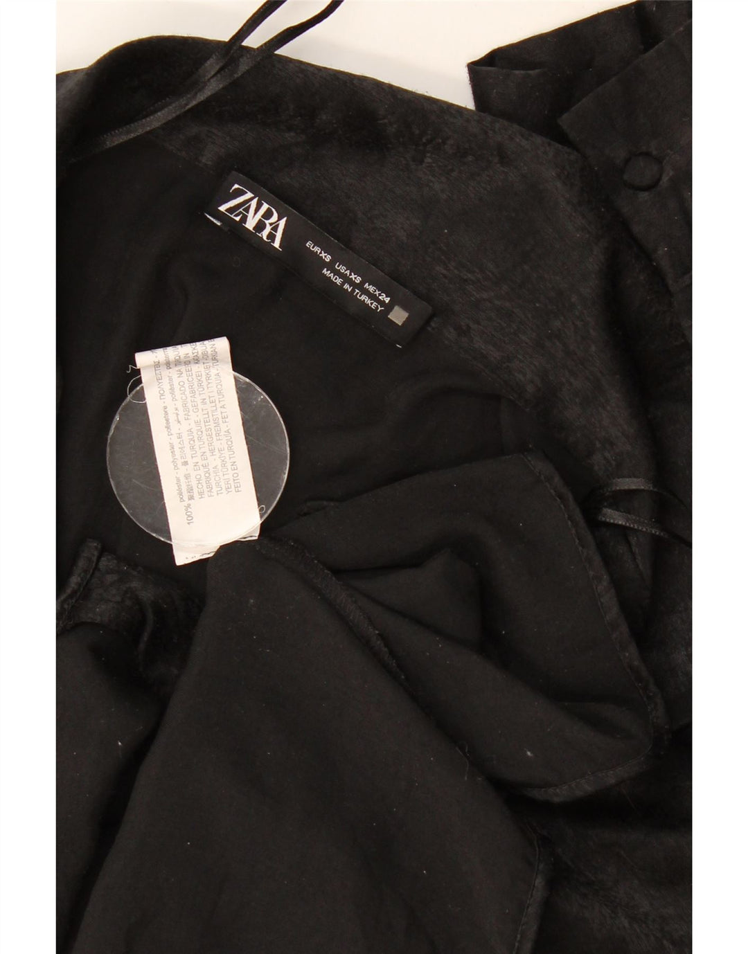 Zara Damen Crop Übergroße Hemdbluse UK 6 XS Schwarz Polyester