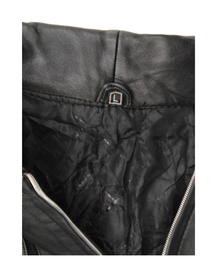 VINTAGE Womens Hooded Leather Jacket UK 16 Large Black Vintage Vintage and Second-Hand Vintage from Messina Hembry 