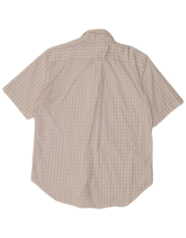 Nautica Mens Short Sleeve Classic Fit Shirt Large White Check Cotton