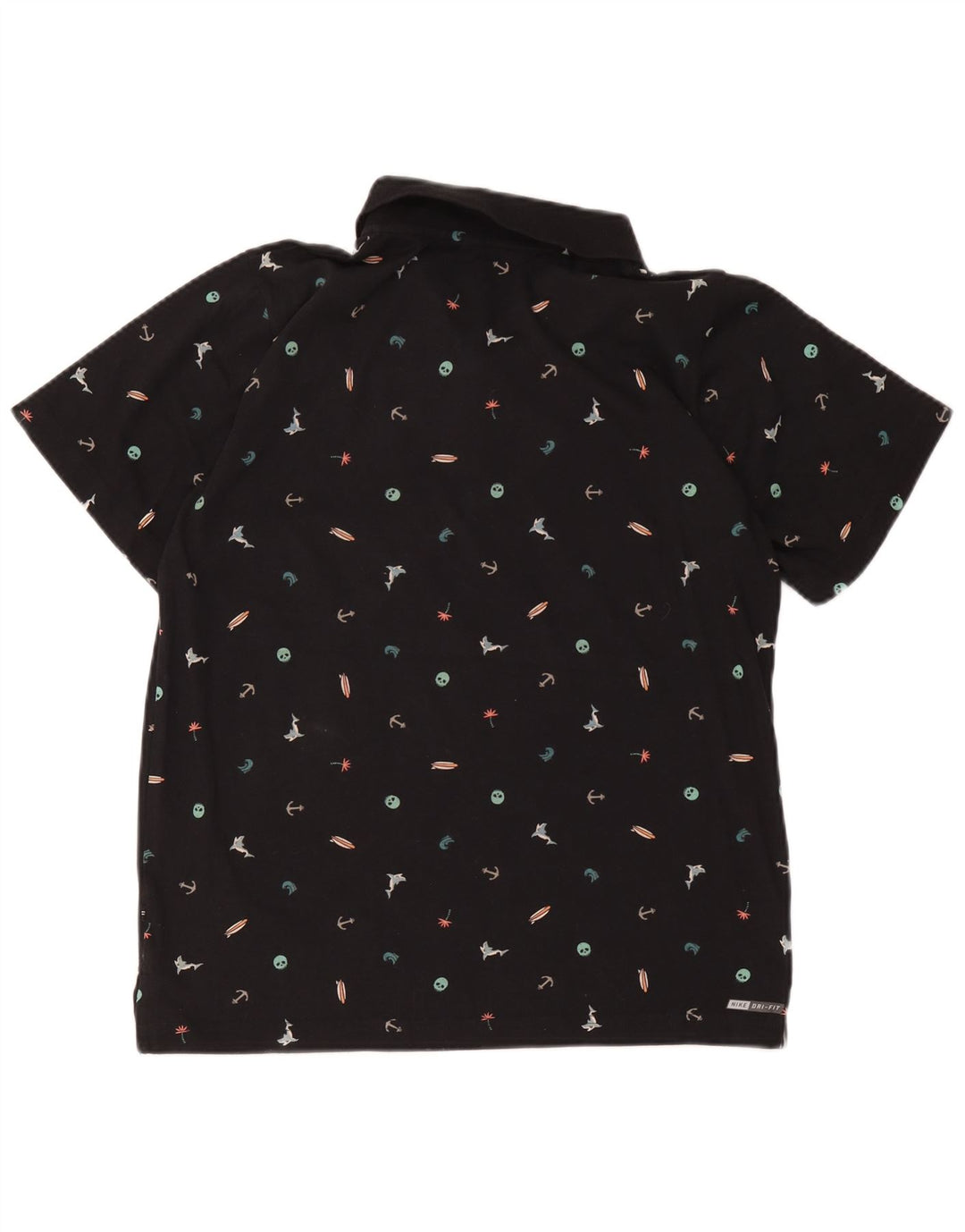 Hurley Boys Dri Fit Poloshirt mit abstraktem Muster, 13–14 Jahre, XL, Schwarz