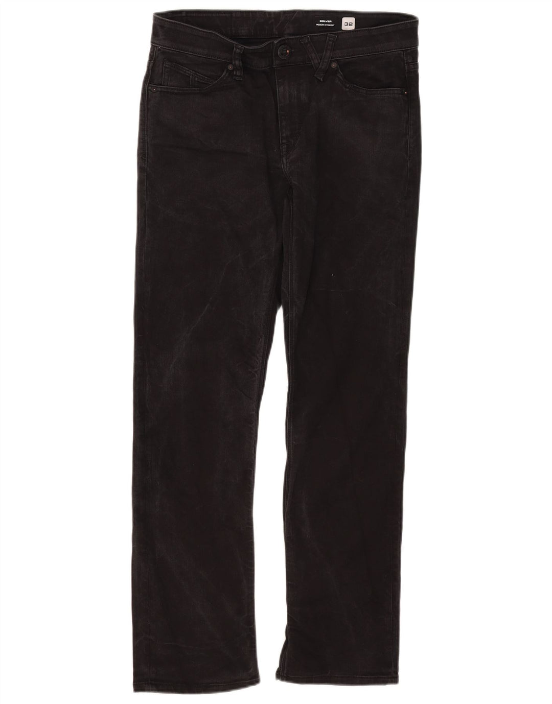 Volcom Herren Solver Straight Jeans W32 L30 Schwarze Baumwolle