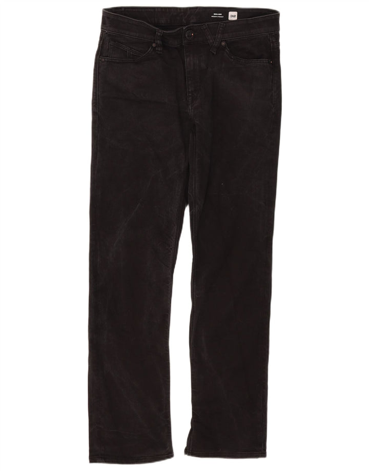 Volcom Herren Solver Straight Jeans W32 L30 Schwarze Baumwolle