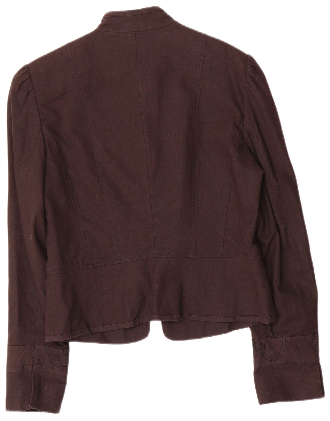 Vintage Damen 5-Knopf-Blazerjacke UK 10 Kleines braunes Blumenleinen